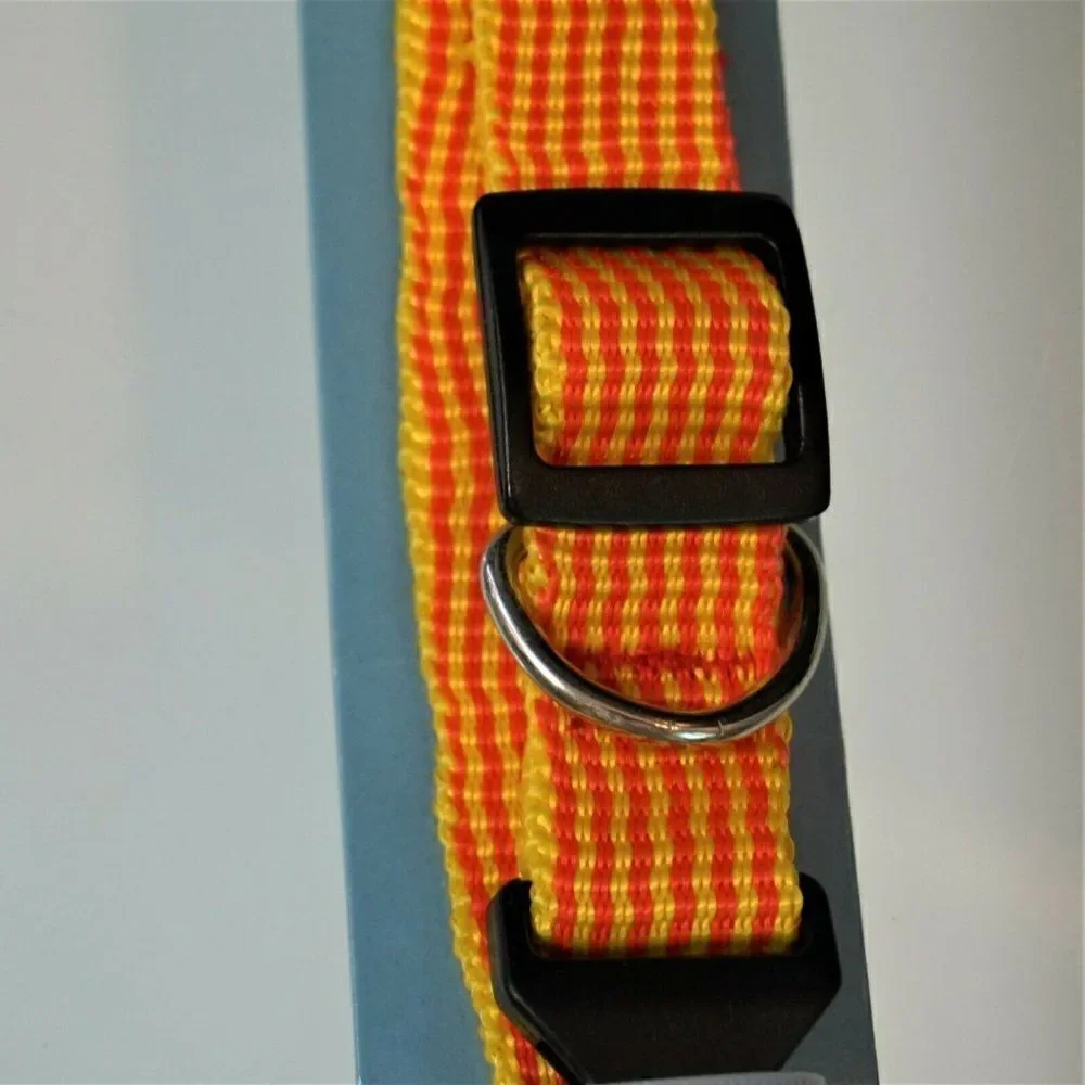 Dog Collar Reflective Size M Orange and Red Stripe 1 Unit